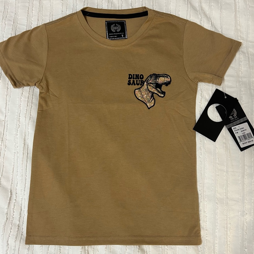 Dinosaur Graphic Kids Tan T-Shirt